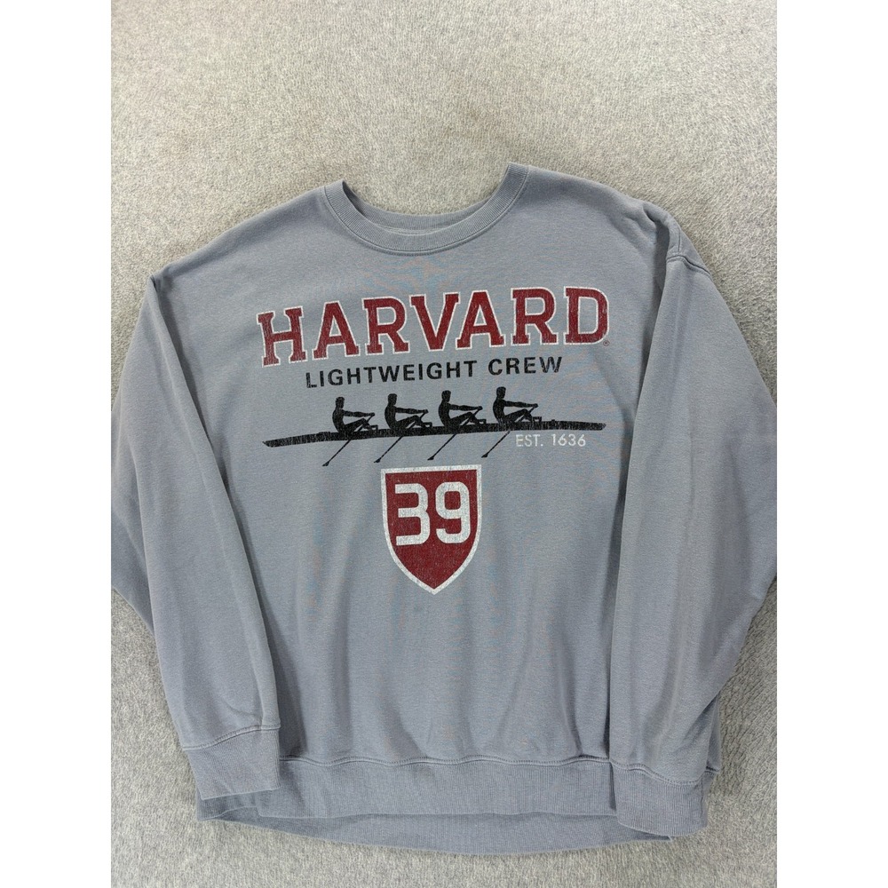 Harvard Crimson Light Weight‎ Crew Campus Crew Sweatshirt (Men's Medium) Gray